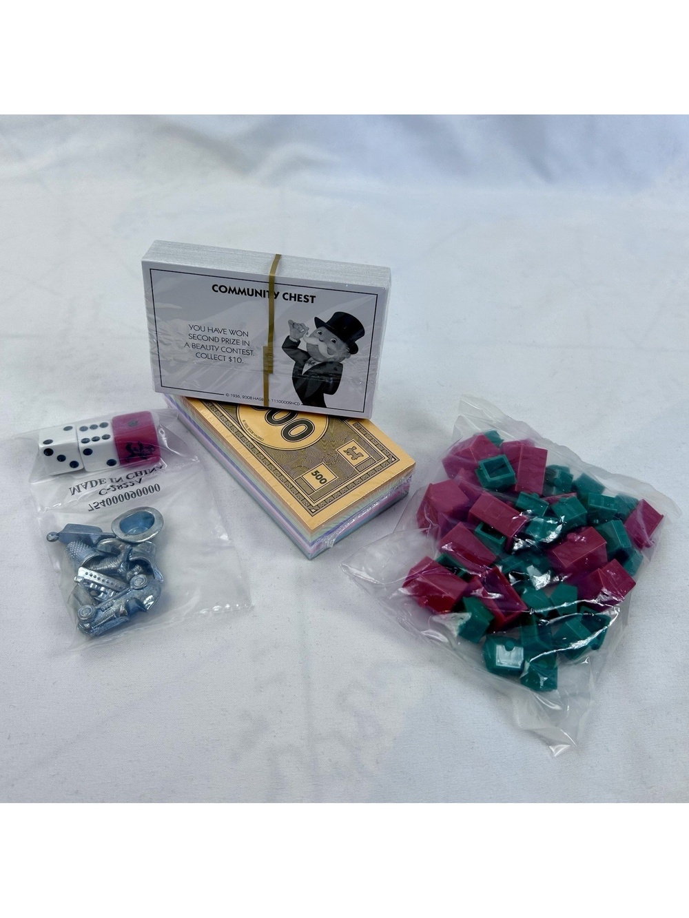 Monopoly Tokens 2008 New Sealed Deed Cards, Chance Cards, Money, Houses & Tokens